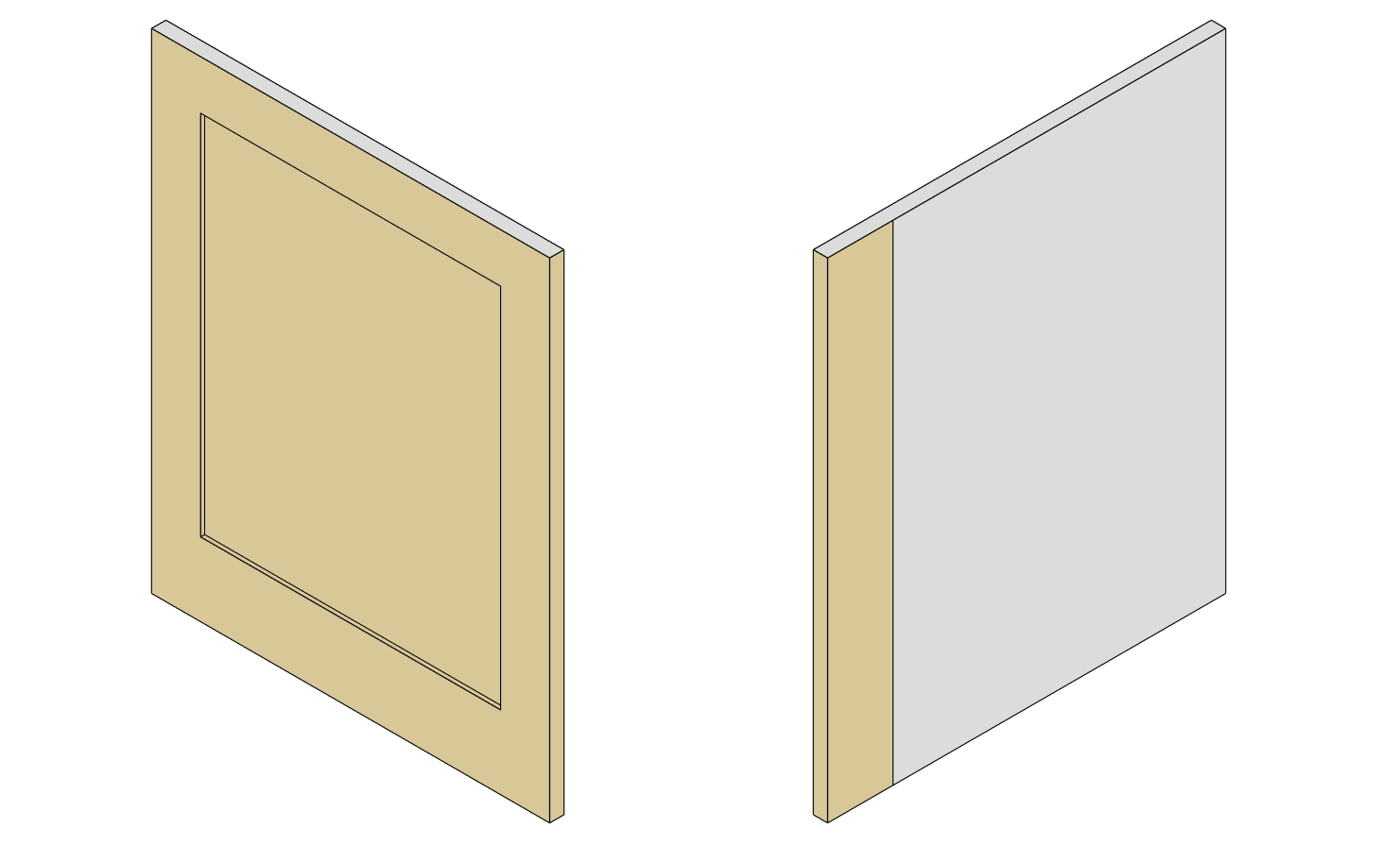 3/4 end gable finished on 1face,front edge&4"return